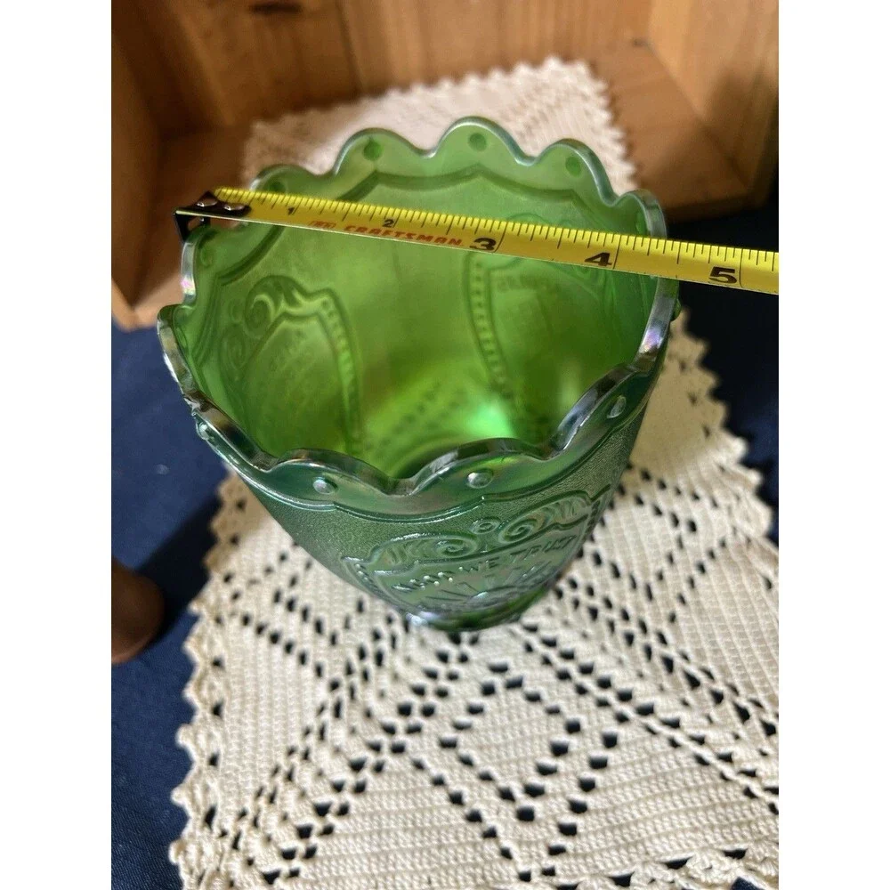 1970 Green Carnival Glass Indianapolis 500 Vase American Carnival Glass Assoc.